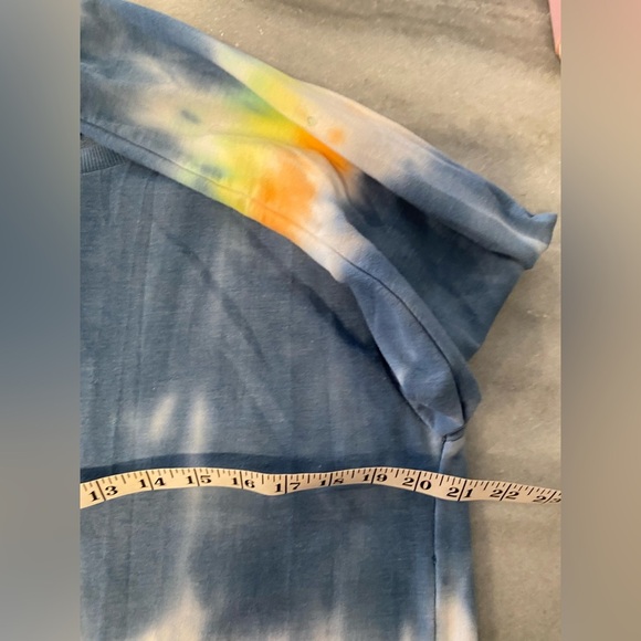 Jolie & Joy Size M Long Sleeve Crew Navy Blue Tie Dye Stripe Terry Sweatshirt - Picture 6 of 10